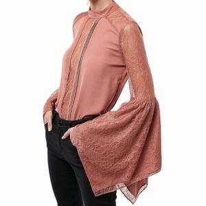 Express - Handkerchief Bell Sleeve Lace Blouse
